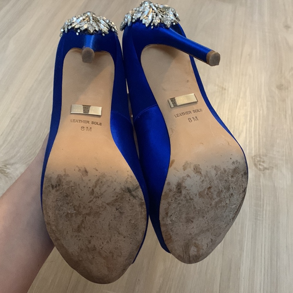 Badgley Mischka Kiara Embellished Peep Toe Pump- Blue (8) - Picture 6 of 8